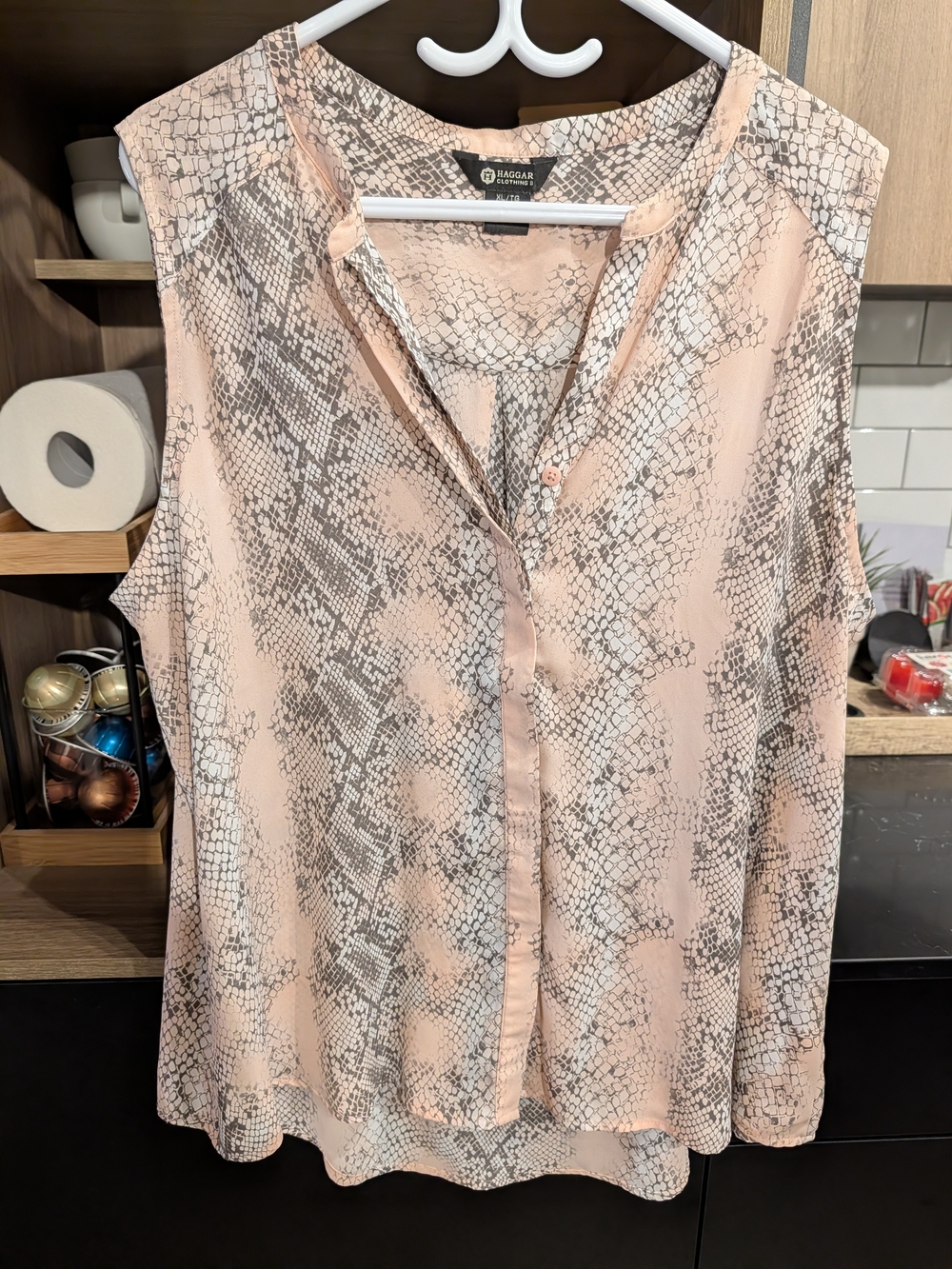 Haggar Blush Snake-Print Sleeveless Blouse